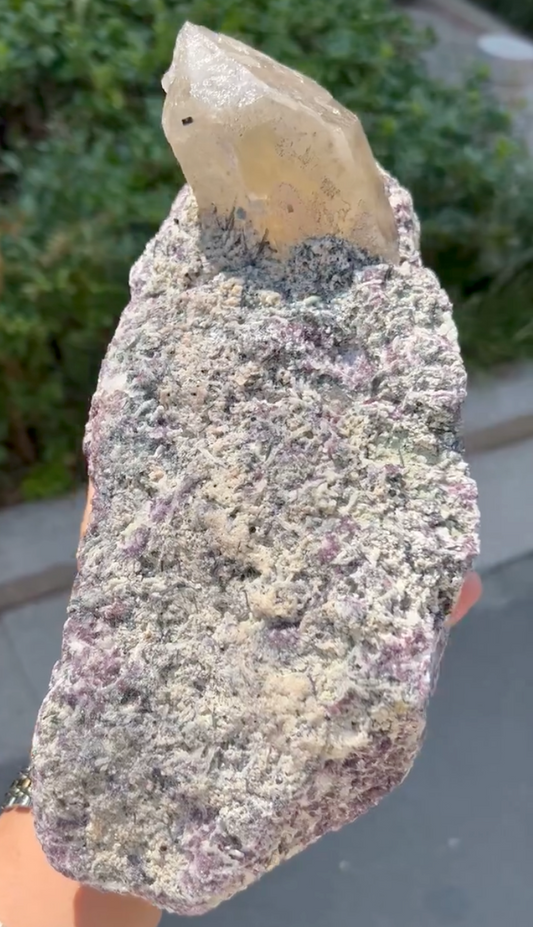 紫雲碧塞白幽靈水晶共生 3500g (Lavender Cloud Rubellite & White Phantom Matrix Set)